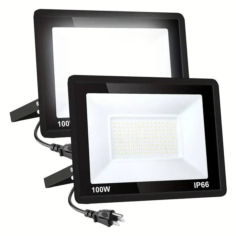 One Pack 100W LED Light Outdoor Floodlight Fixture w/ Plug-In
