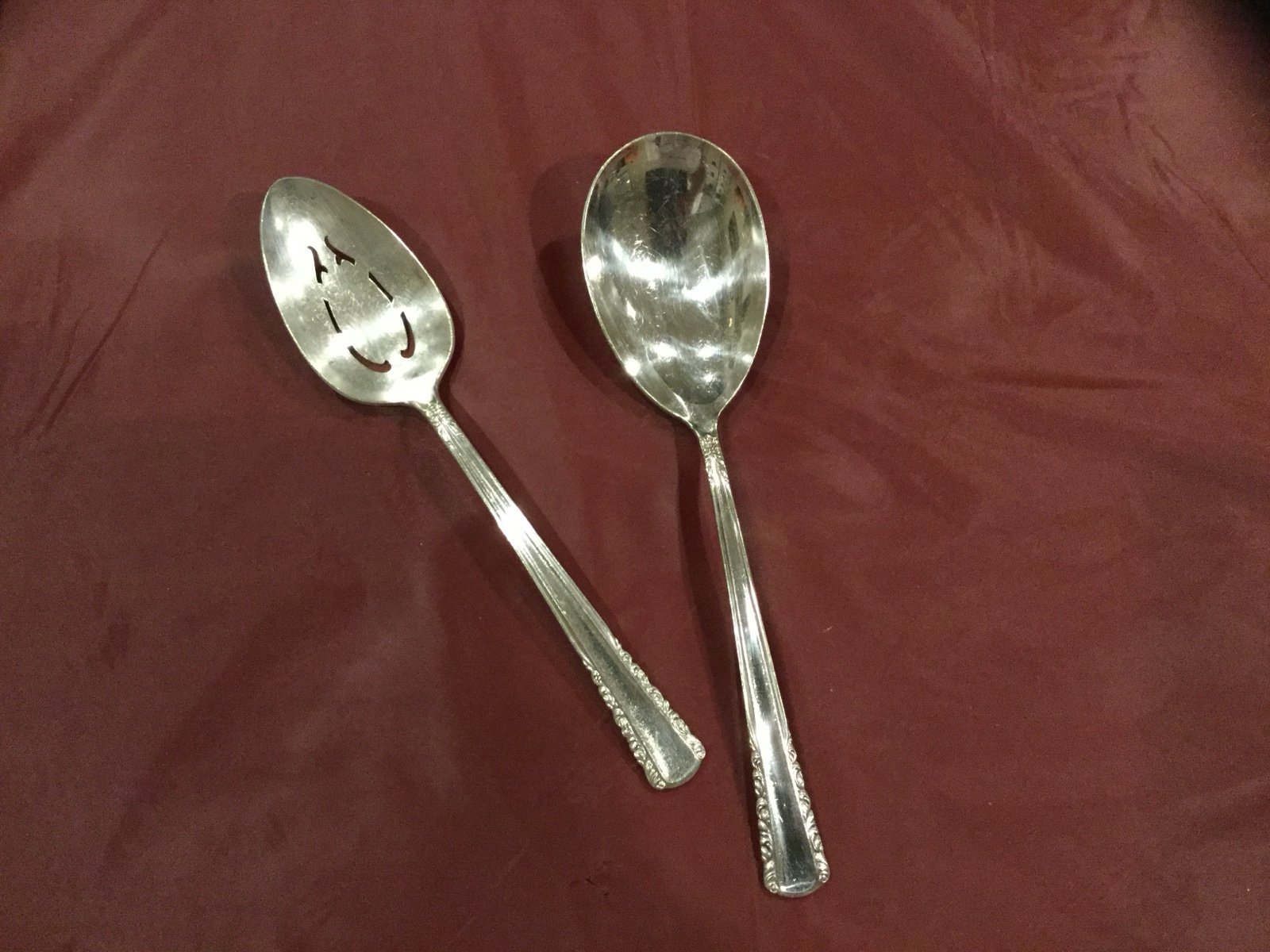 2 Vintage Silverplate Serving Spoons