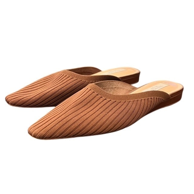Steven New York Sofie Ribbed Sweater Mules Size 7.5 M Knit Slip On Brown Preppy