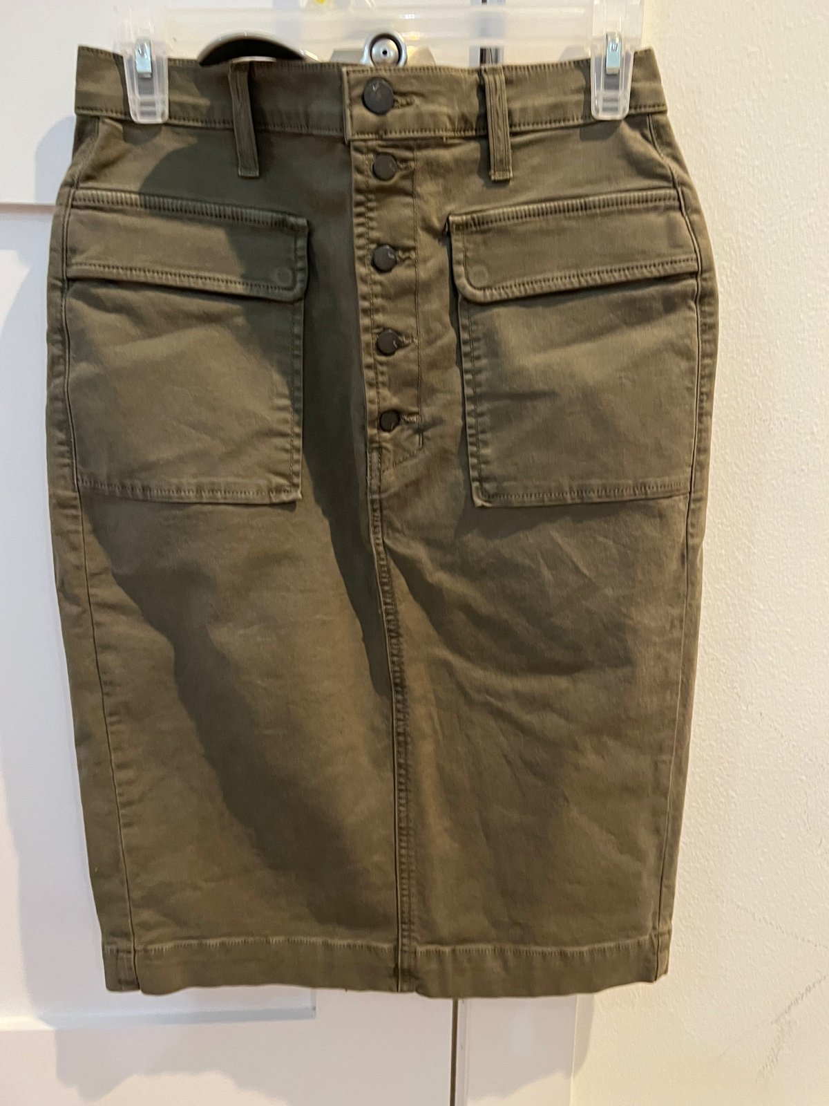 J Brand Womens Ani 7035B114 Midi Skirt Olive Drab Khaki 27