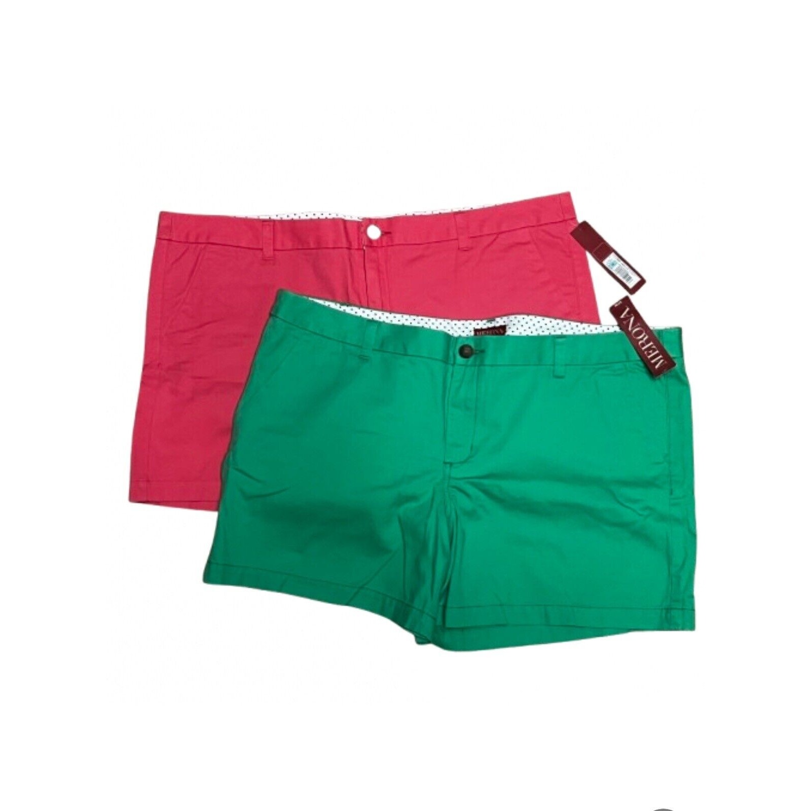 (2) NWT Merona Shorts Lot Lot SZ 18 Pink Green Chino Pockets Belt Loops