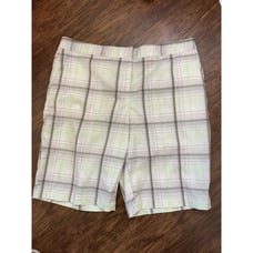 Izod Performx Ladies Golf Shorts Size 12 Plaid White Green Brown White