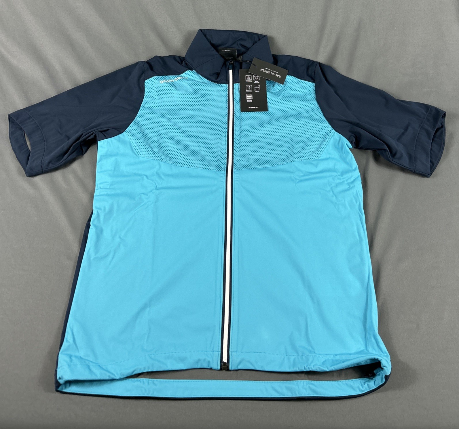 Galvin Green Golf Jacket Rain Wind Livingston SS Large Aqua Navy NWT MSRP 249