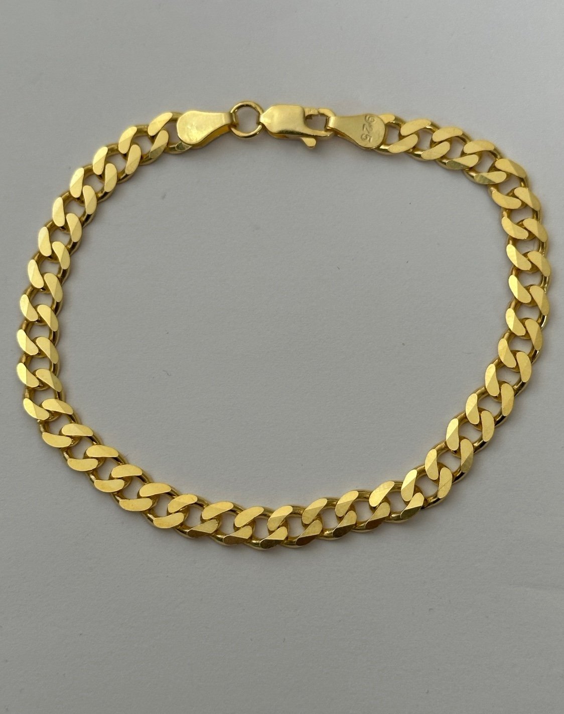 925 Silver 6mm bracelet 8 inches cuban chain 18k yellow gold plated Unisex