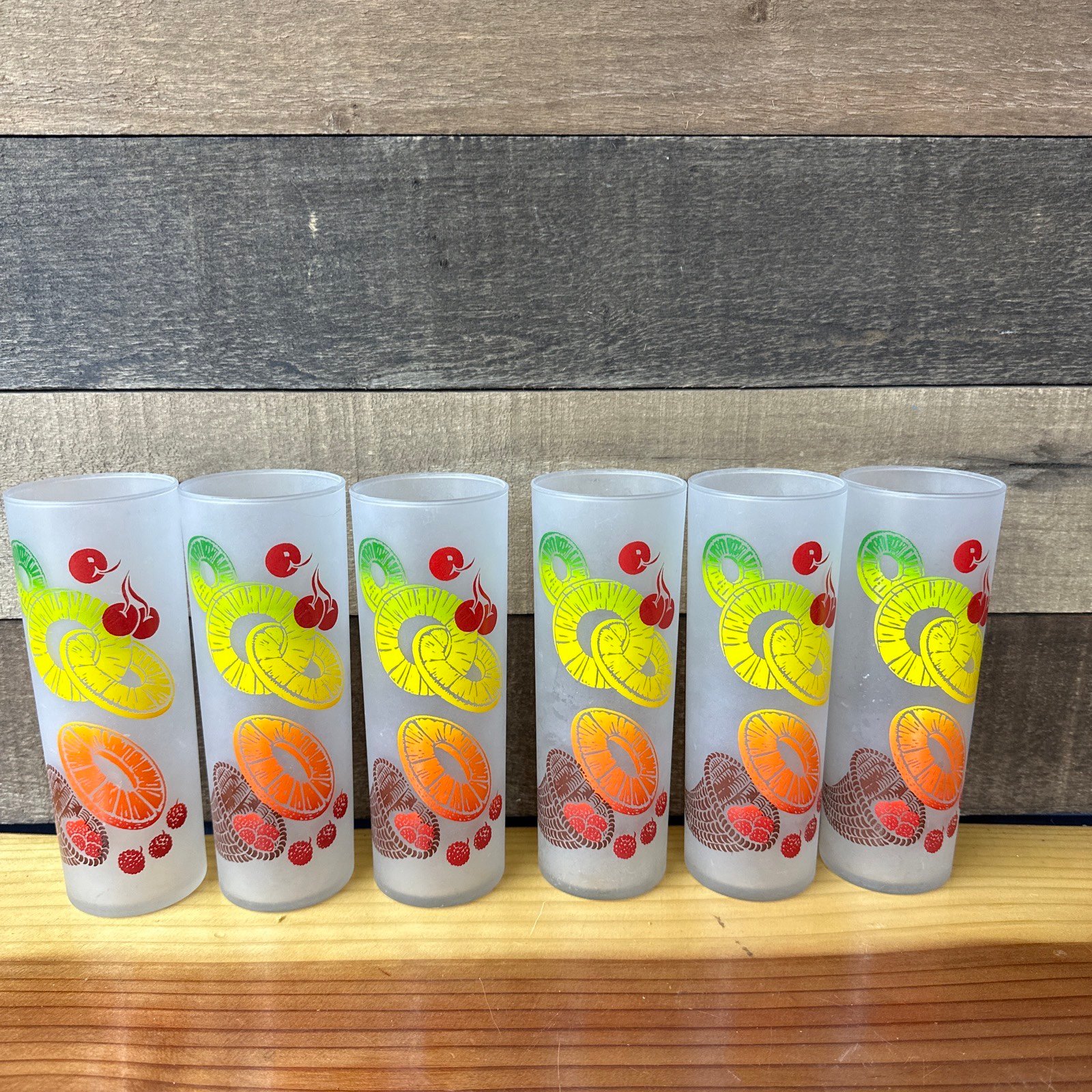 Federal glass vintage zombie cocktail fruit frosted glasses set of 6