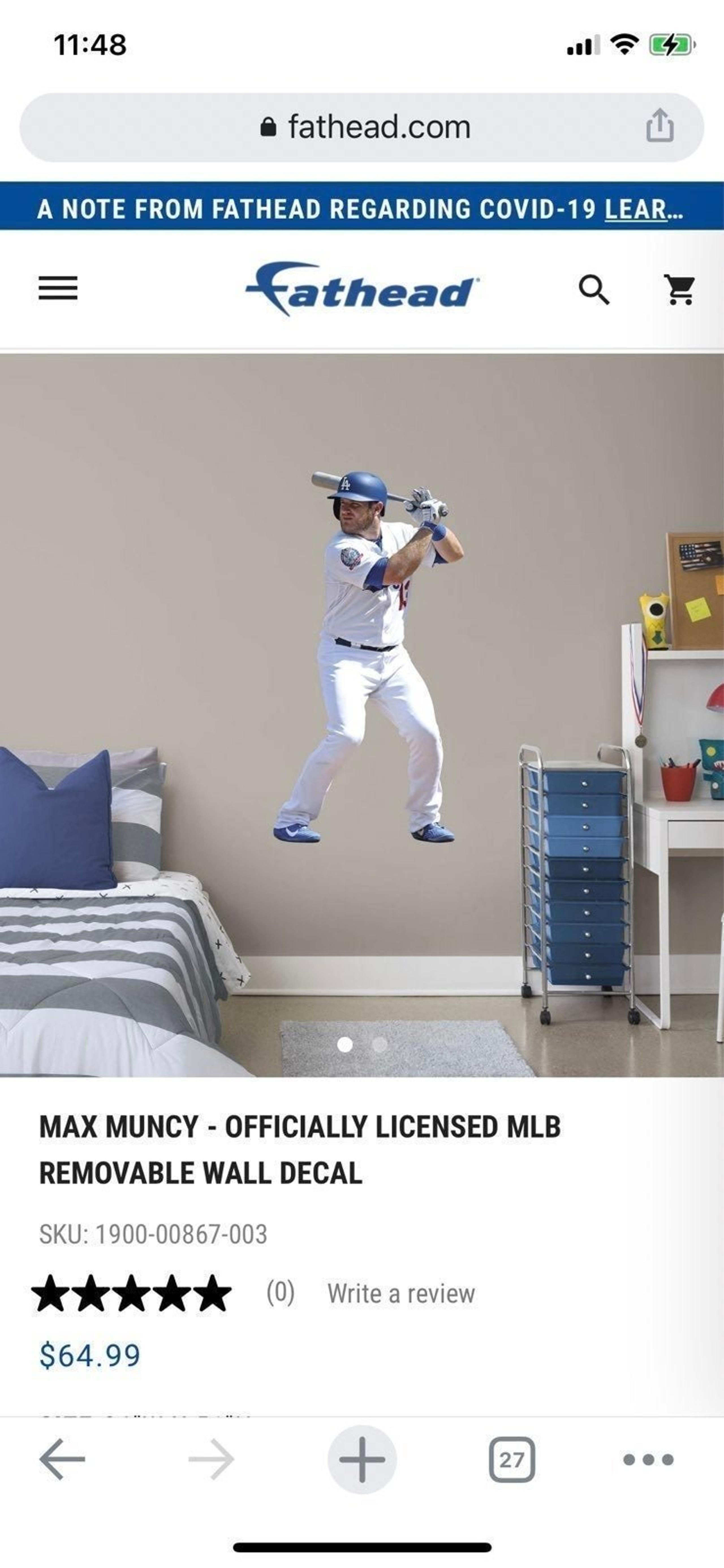 Dodgers-Max Muncy-Fathead Decal