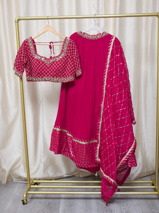 Magenta Lehenga Choli with Sleeves