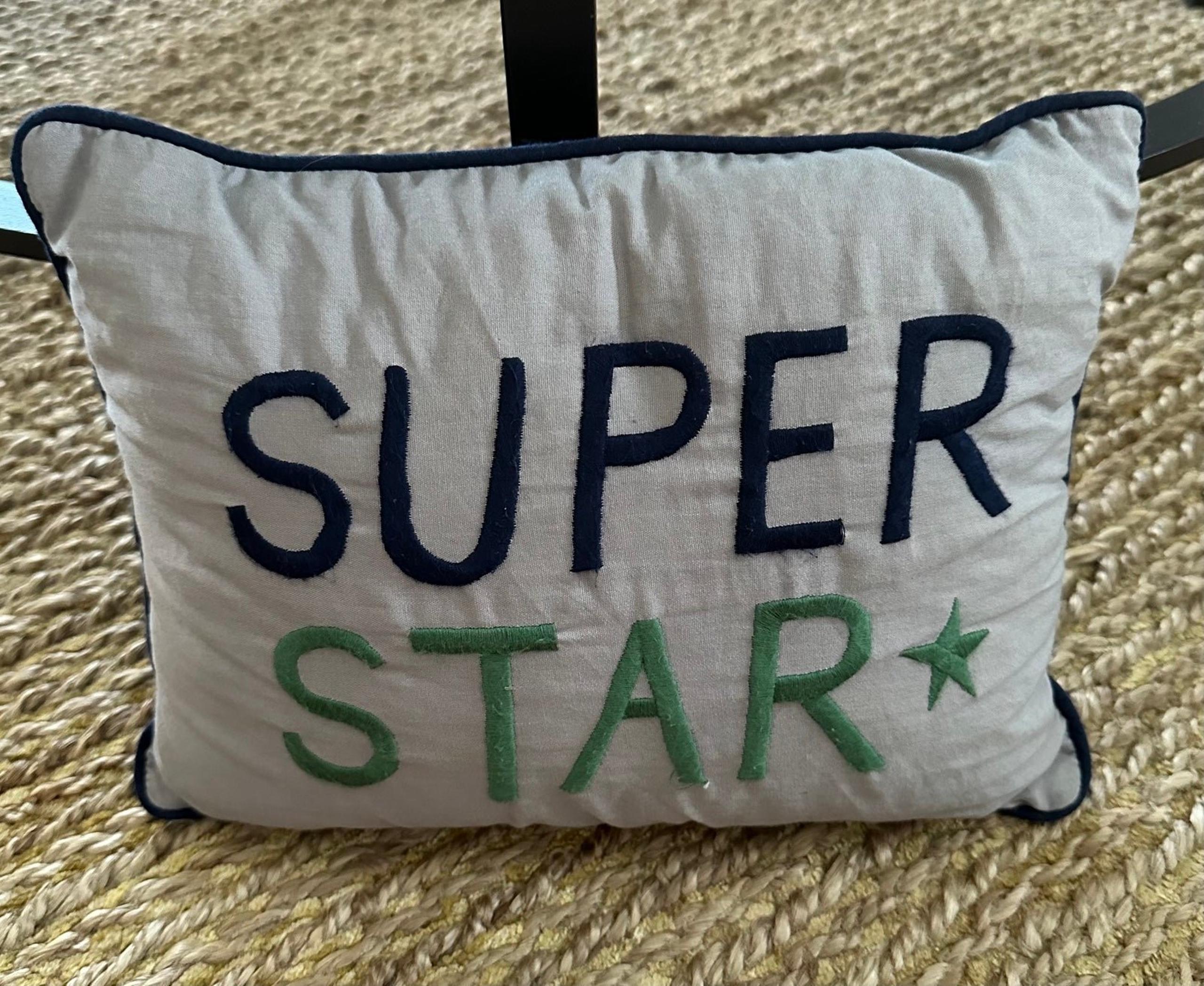 Pottery Barn Kids Boys Decorative Pillow Super Star 12” L x 8” W Super Cute!