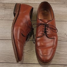 ALLEN EDMONDS Delray Tan Brown Oxfords Sz 10 3E Split Toe Mens Dress Shoes