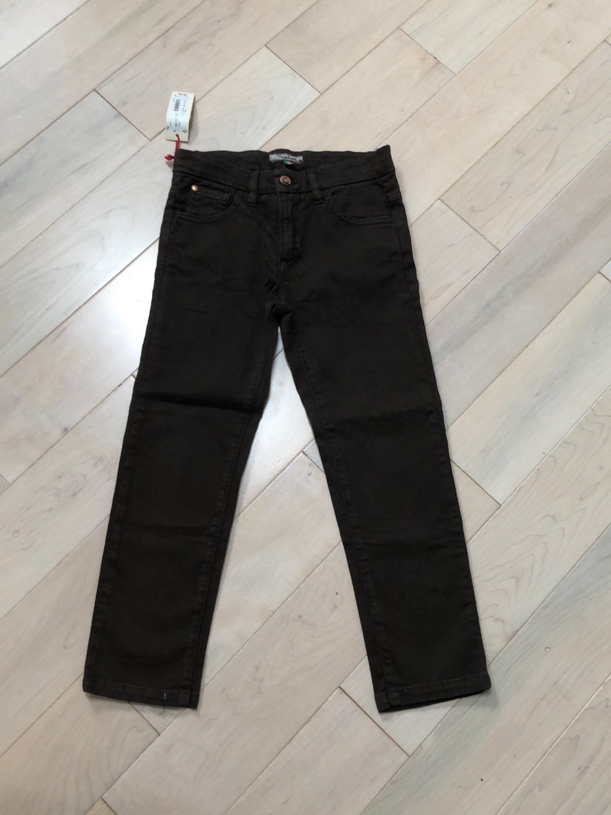 $110 Nupkeet boys brown soft cotton stretch pants