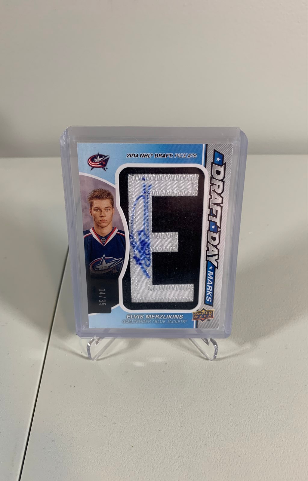 Elvis Merzlikins DDM letter E - upper deck