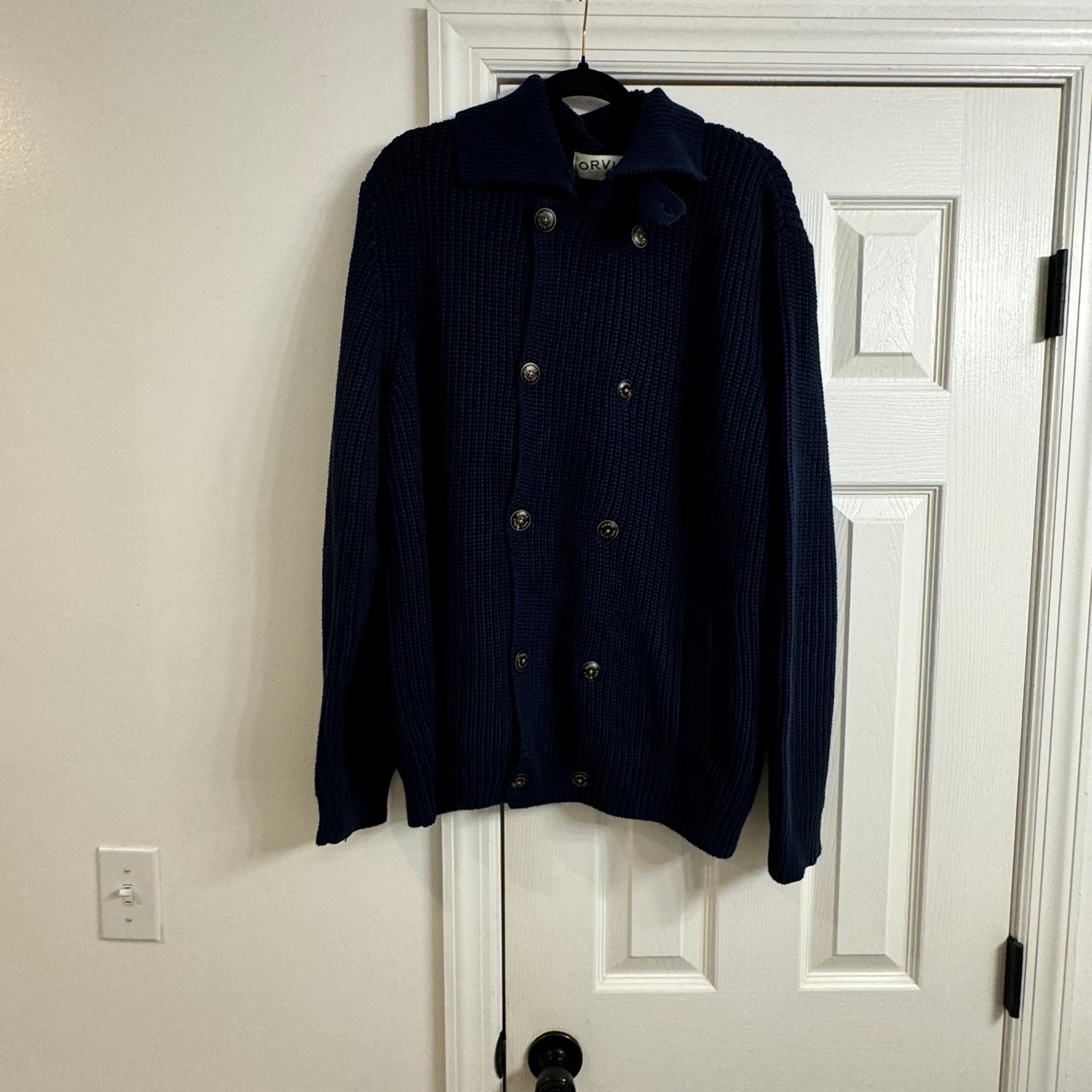 Orvis navy thick sweater cardigan sz XL
