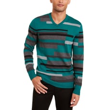 Alfani Men's Textured Striped V-Neck Sweater XXl
