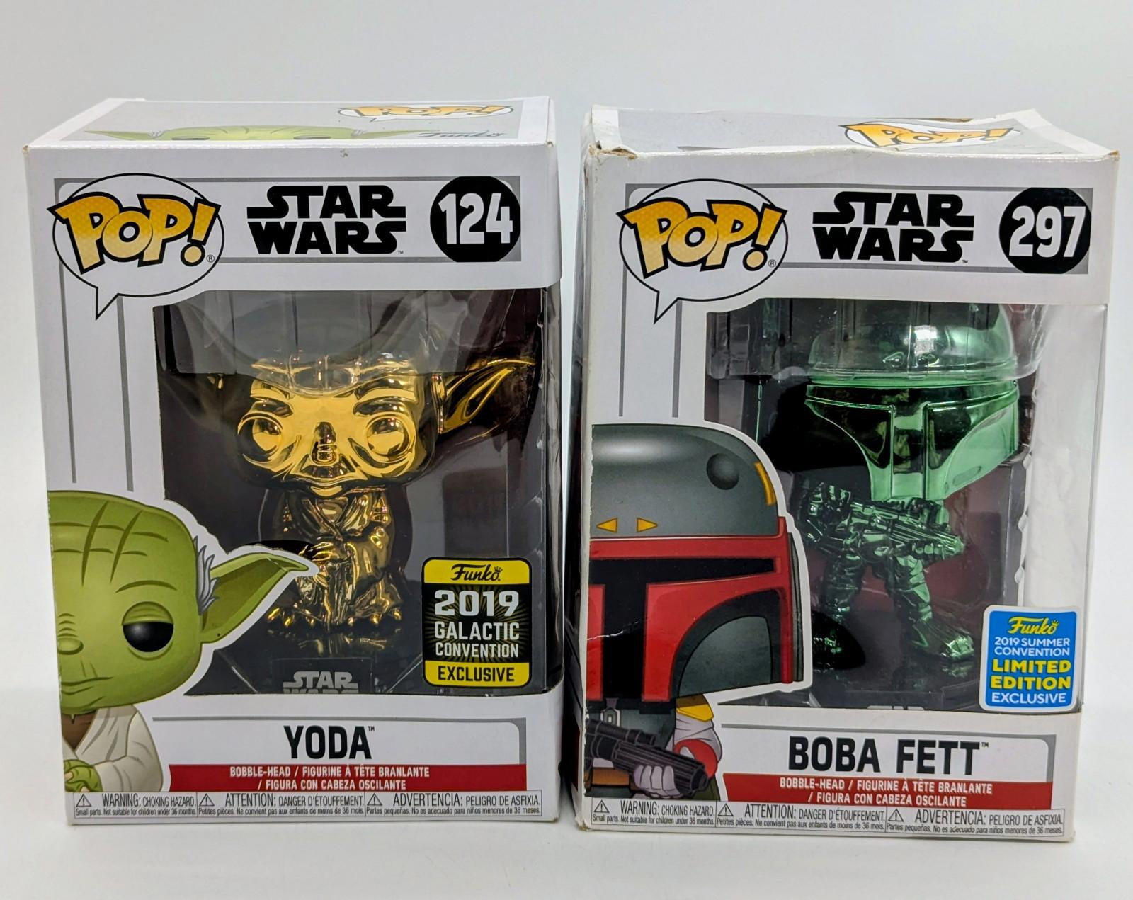 Funko POP! Star Wars - Boba Fett (Green) (Chrome) Sdcc Yoda #124 Galactic Excl
