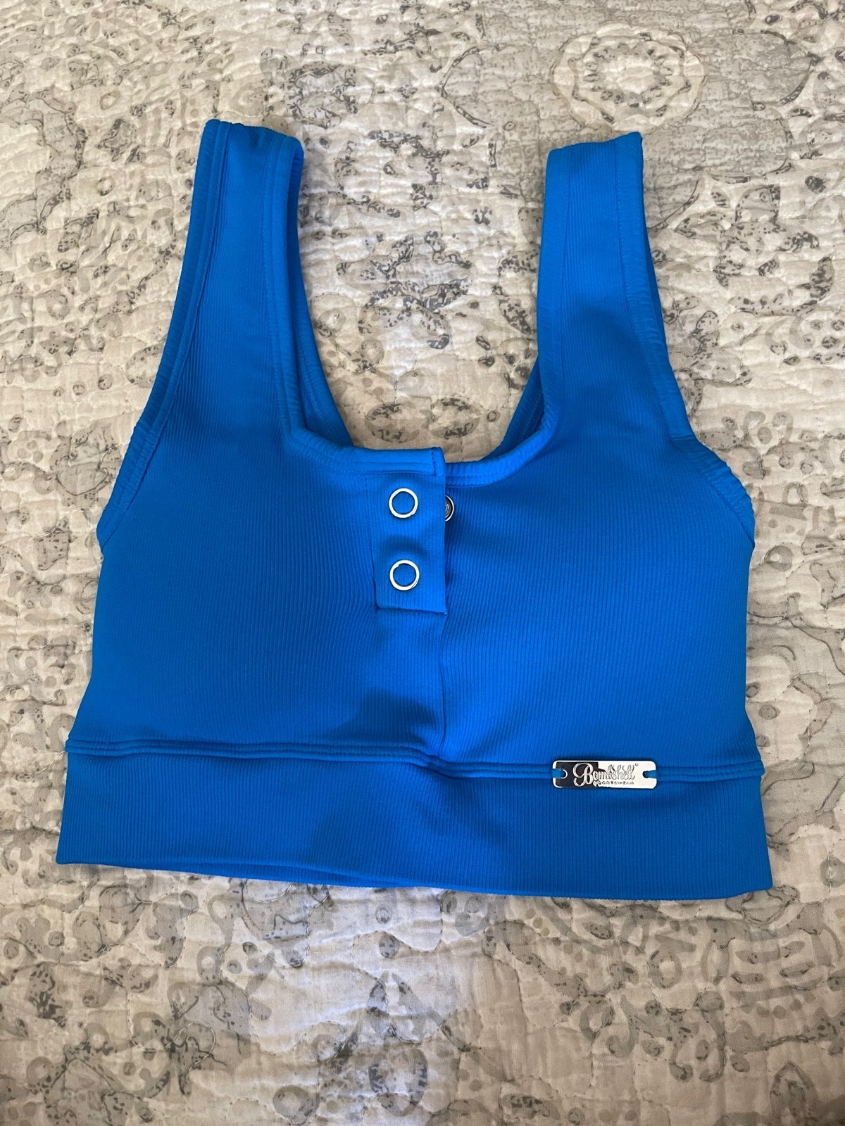 Bombshell Sportswear Inspired Seamless Snap Bra in Electric Blue