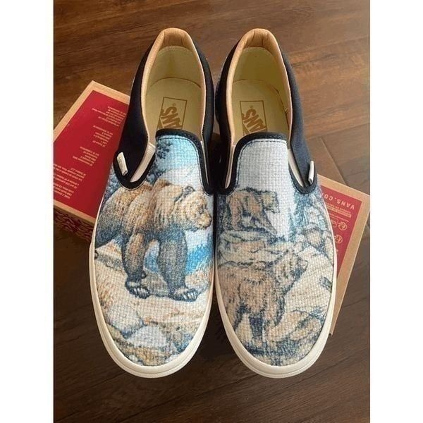 vans slip on Cali Tapestry Bear women size 8.5