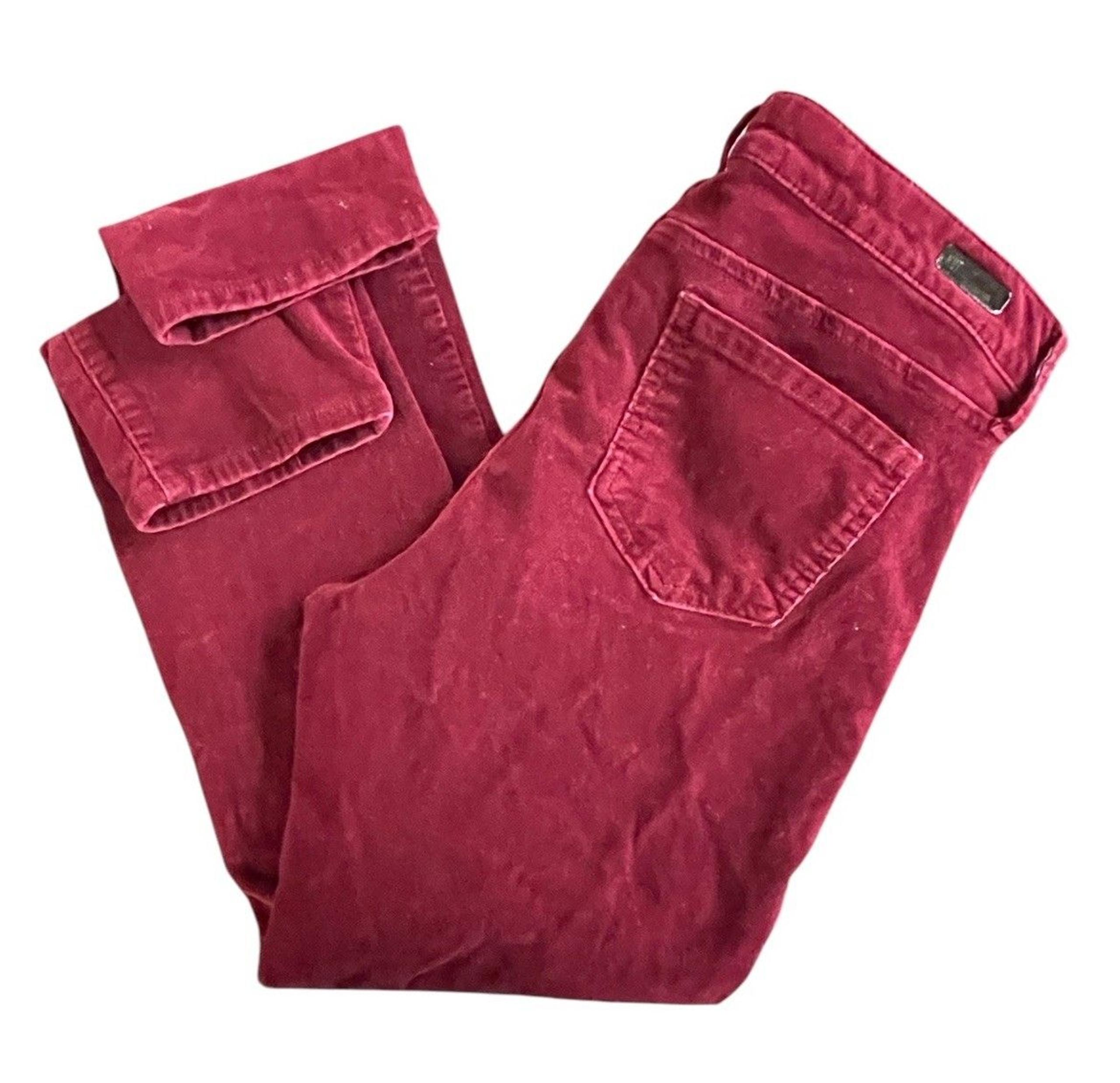 Kut From The Kloth Pants Womens 10P Dark Red Burgundy Diana Skinny Corduroy