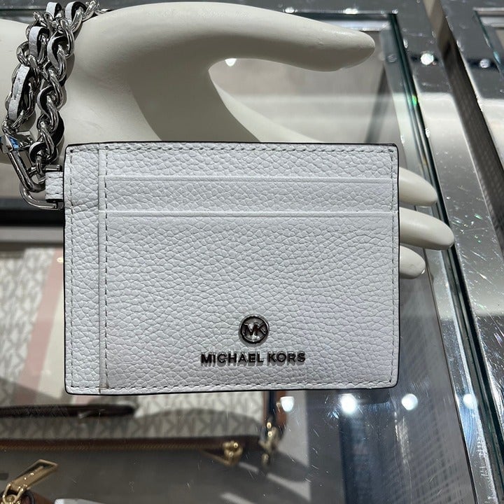Small Pebbled Leather Chain Card Case