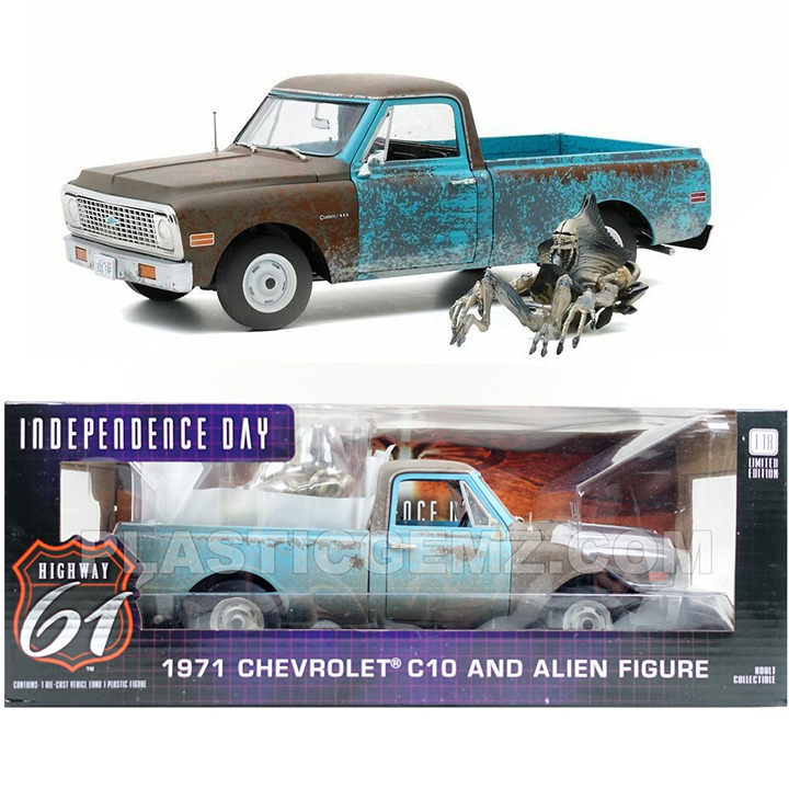 NEW Greenlight Independence Day 1:18 Diecast Truck 1971 CHEVROLET C10 + Alien