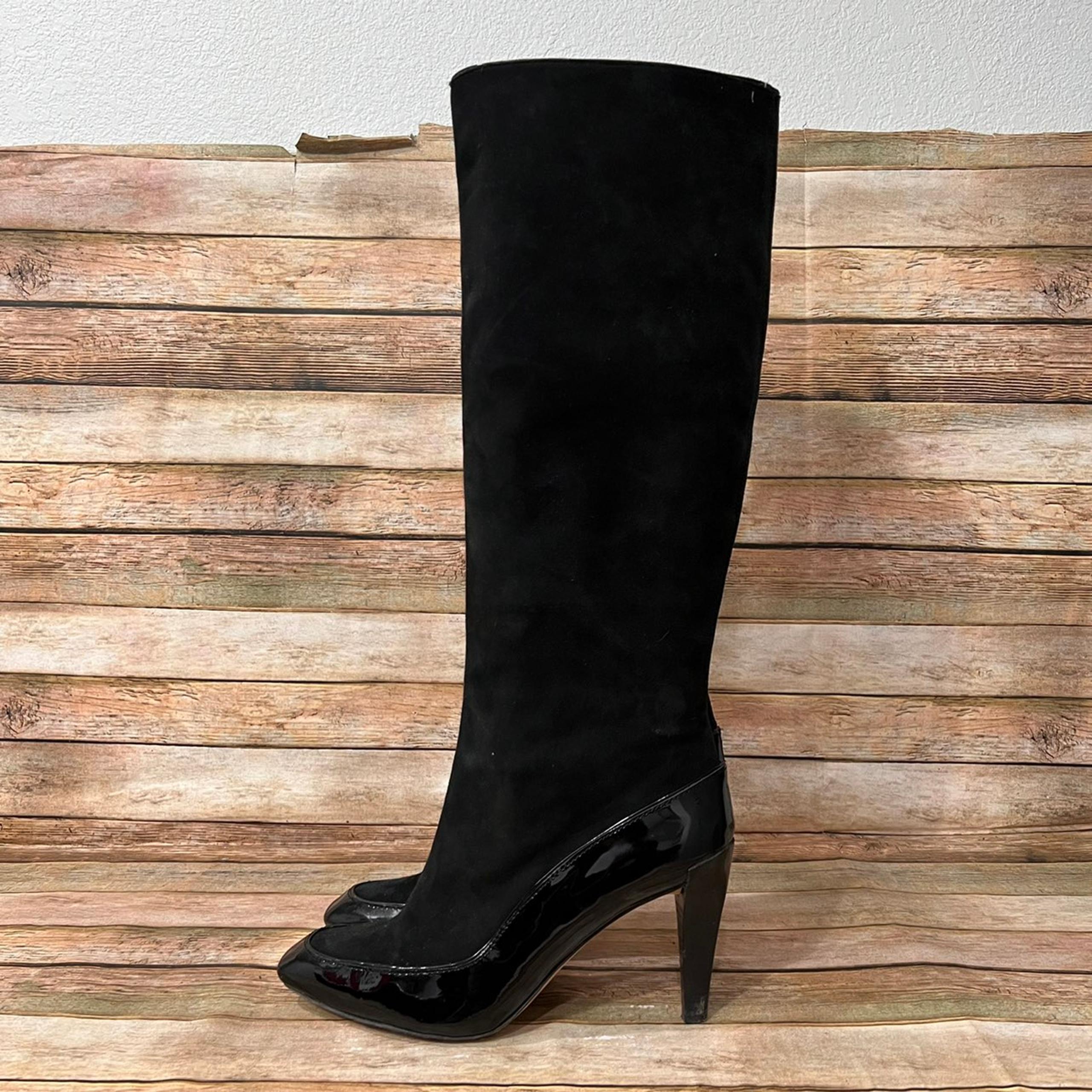 Diane Von Furstenberg Black Suede Heeled Boots