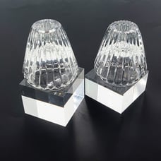 Pair of Block Polish Handmade Crystal Taper Candlesticks/Votive Candlesticks MCM
