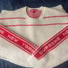 Supreme Knit Sweater L White/Red