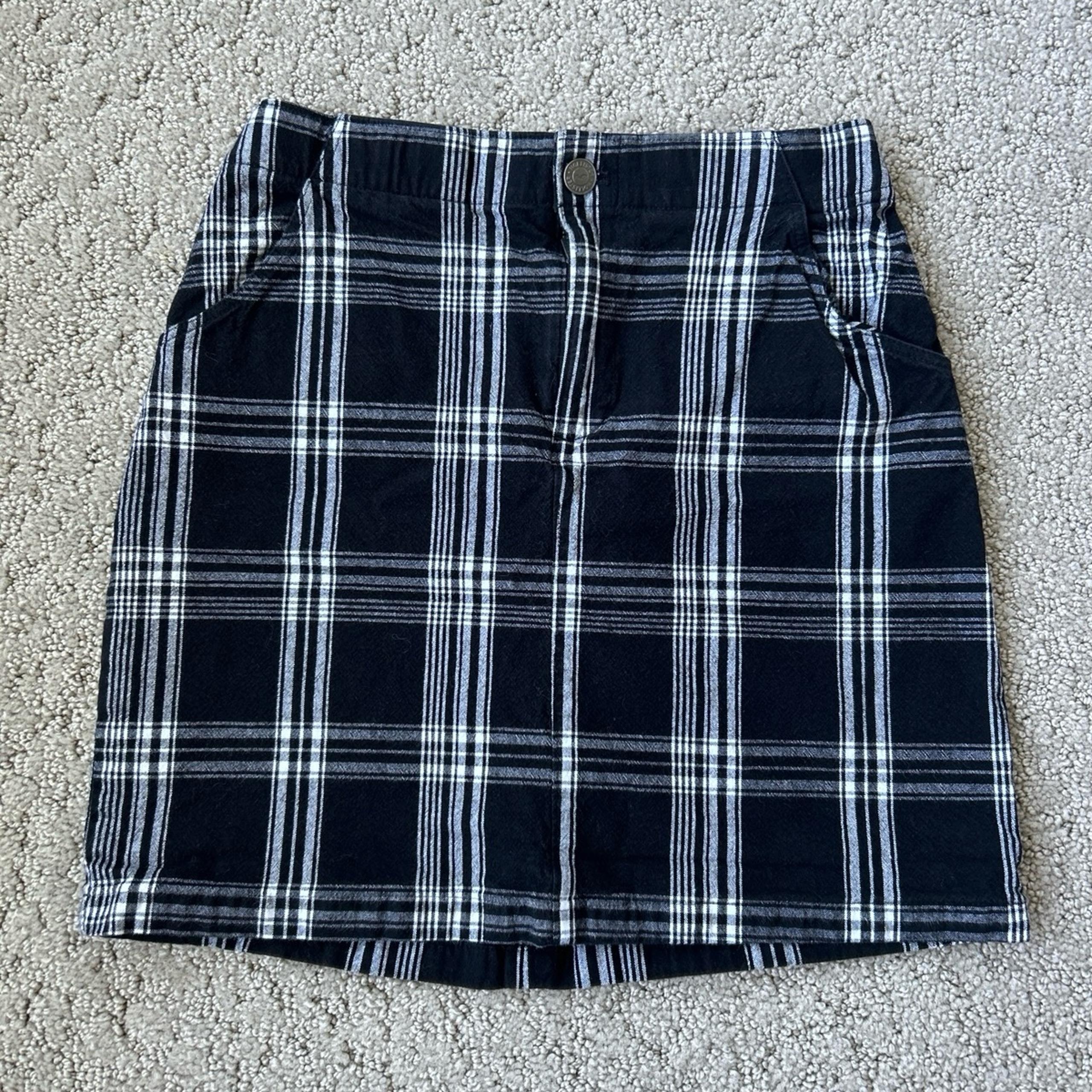 Hollister Ultra High-Rise Plaid Black & White Cotton Junior’s Mini Skirt XS EUC