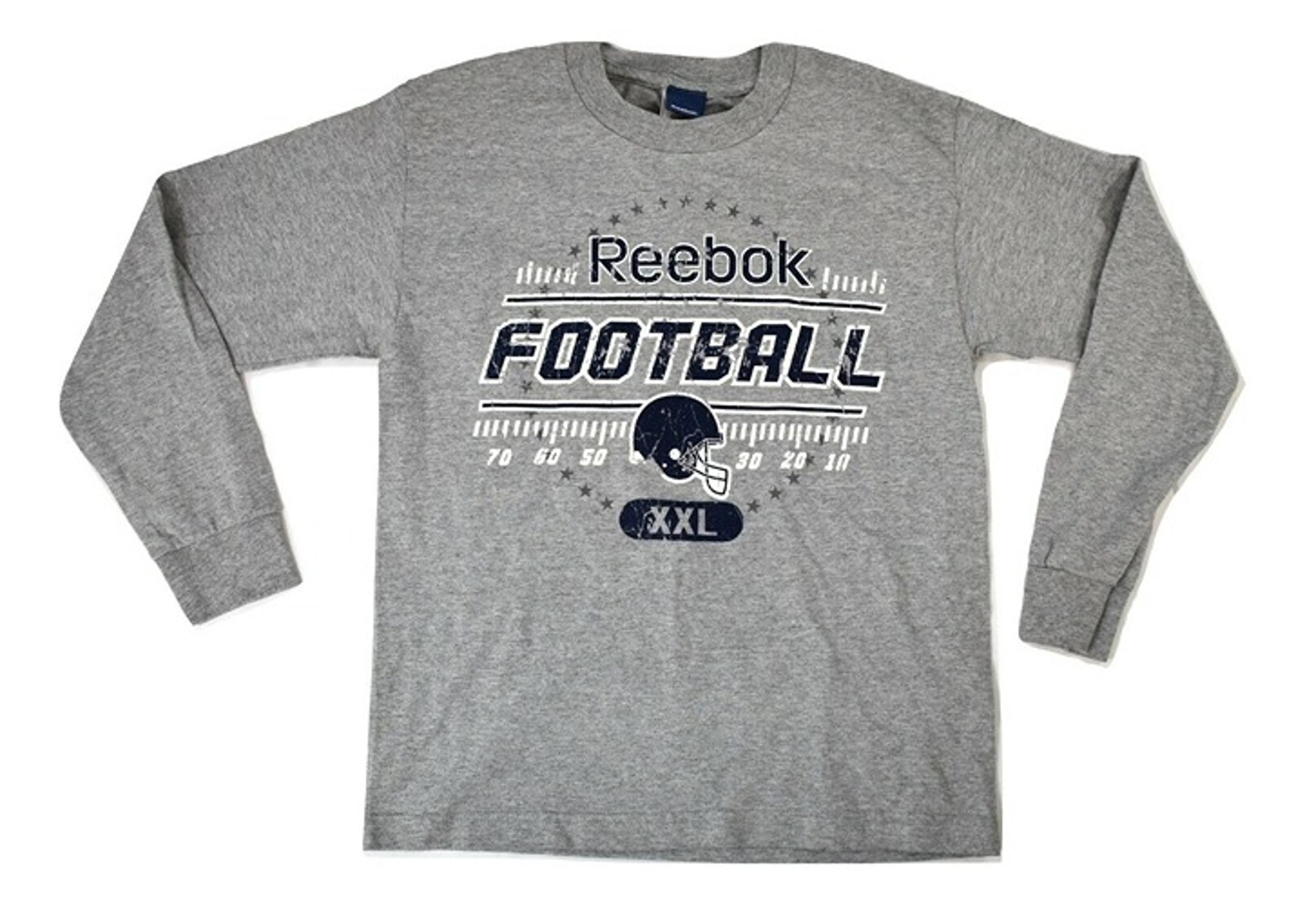 Youth Boys Retro Print Football Long Sleeve Shirt New M (10-12) - Reebok