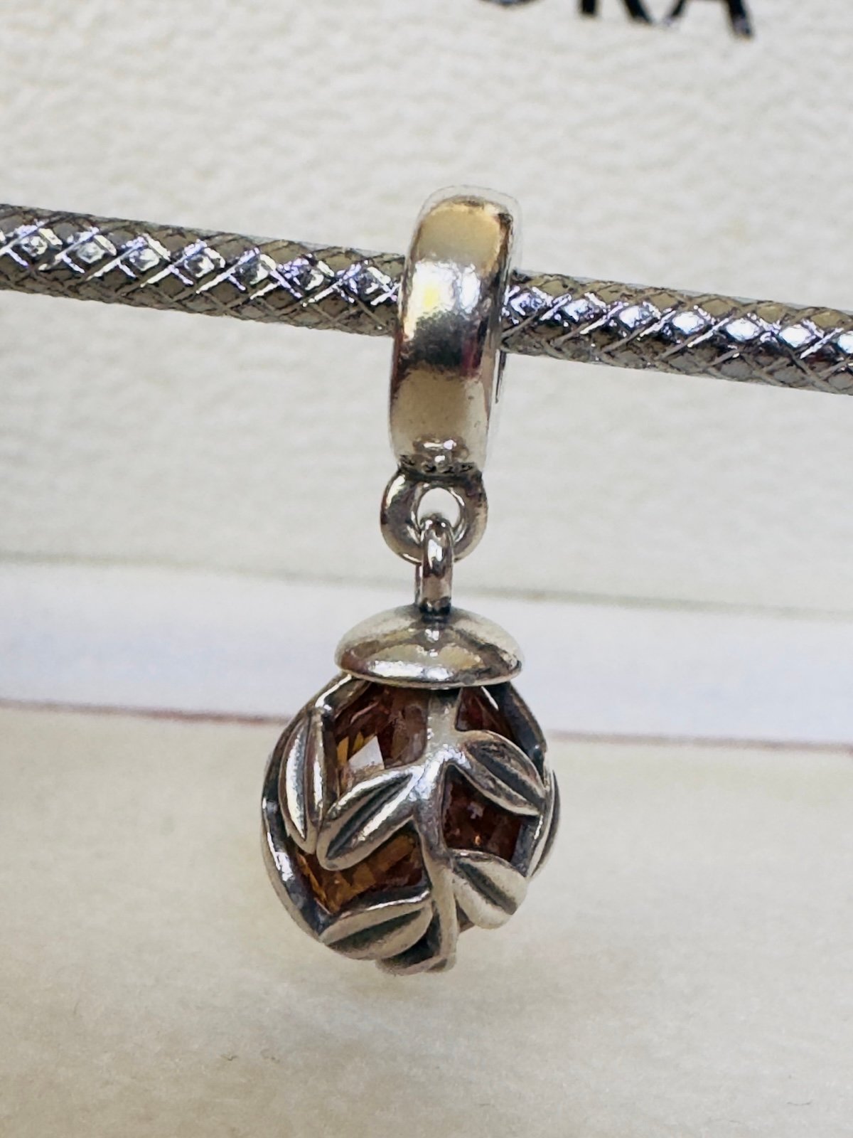 Genuine Pandora Laurel Leaves Charm Retired Rare S925 ALE
