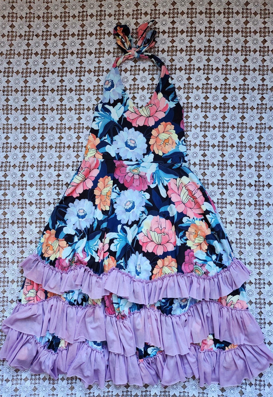 Oopsie Daisy floral maxi ruffle dress