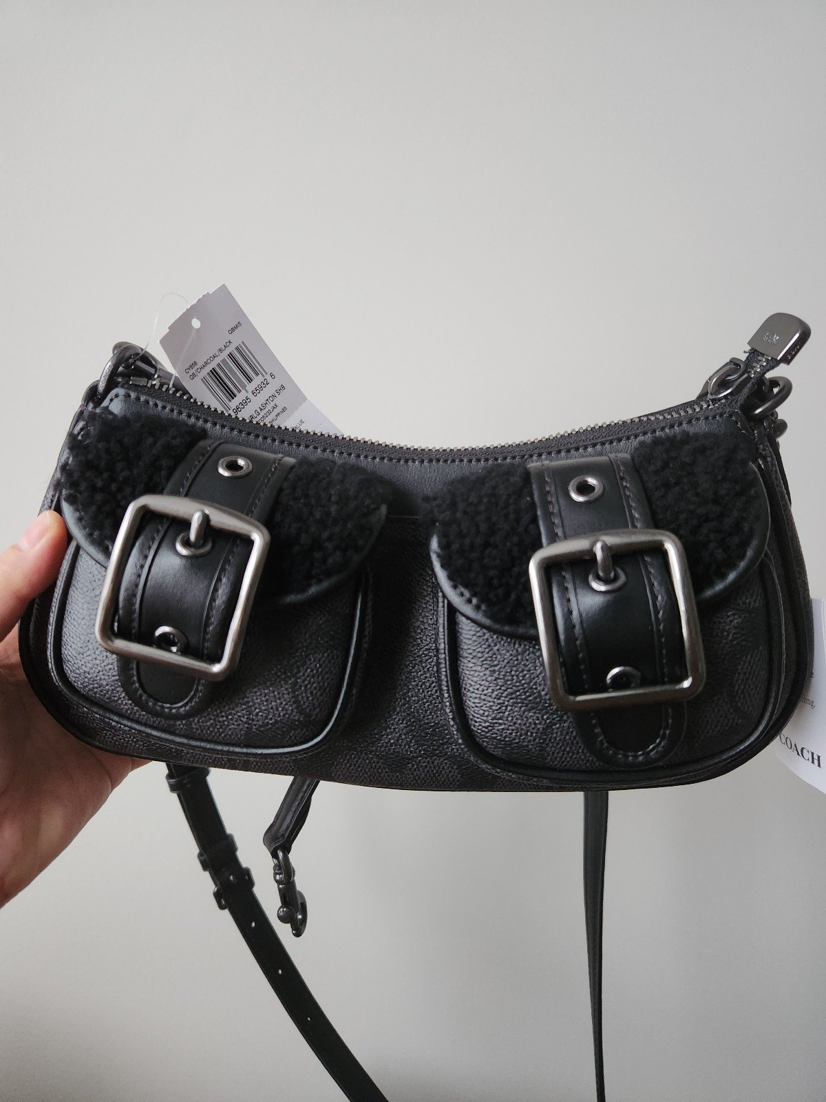 NWT Coach Ashton Bag In Signature Canvas Gunmetal Black cy658