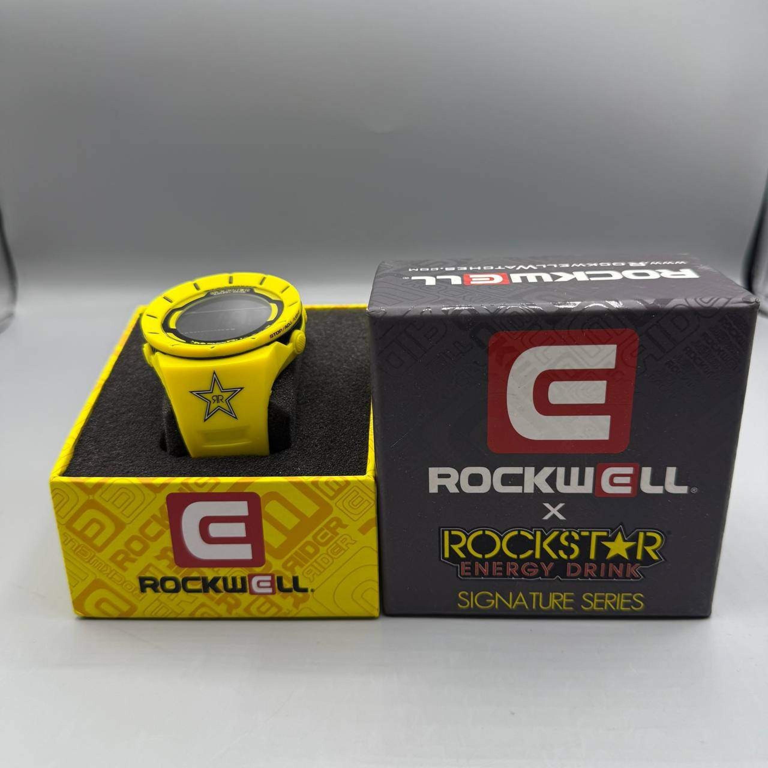 Rockwell x Rockstar Energy Drink Wristwatch Men Yellow Coliseum Rider Digital
