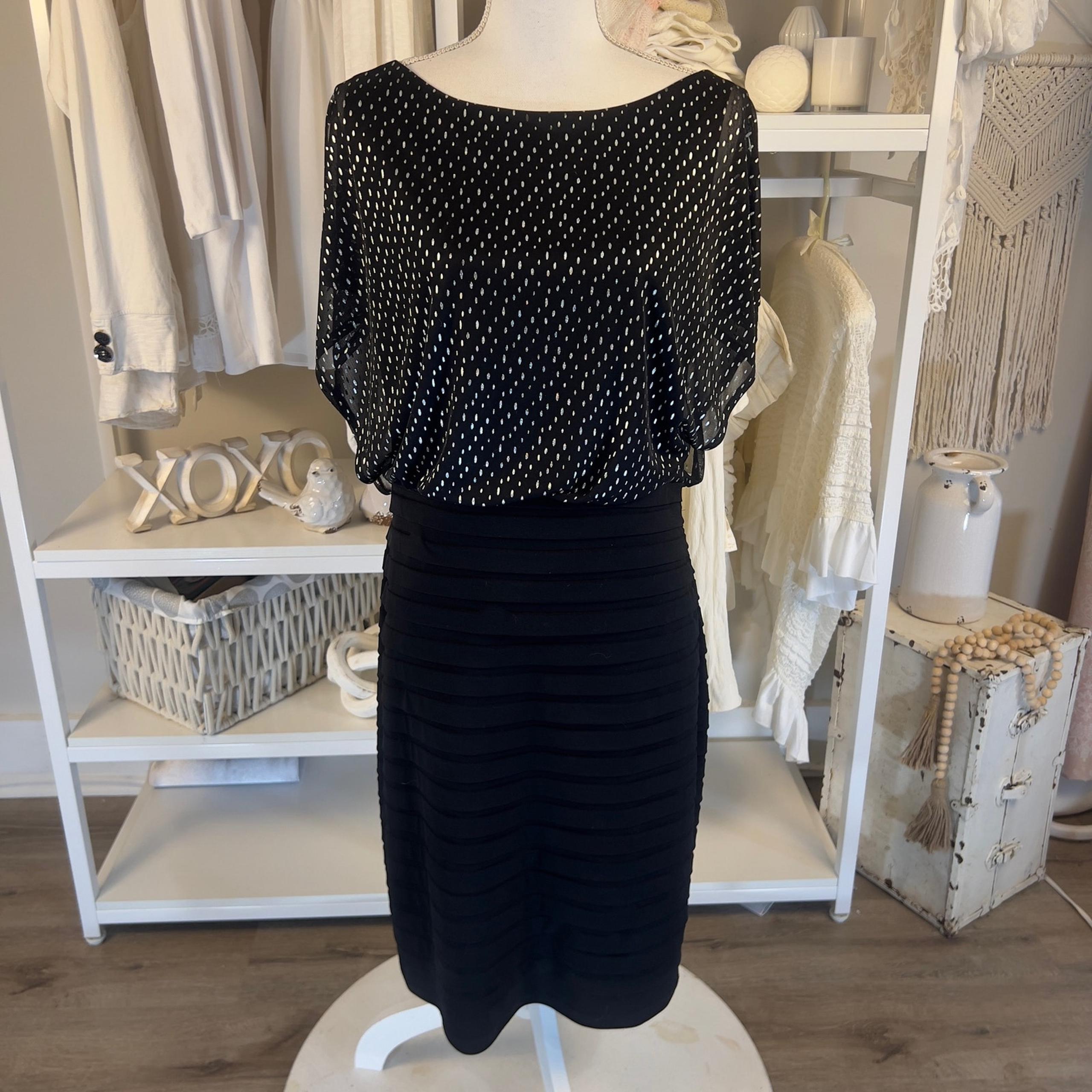Melrose Womens Sz 14 Black blouson bandage dress with open back bow detail #3086