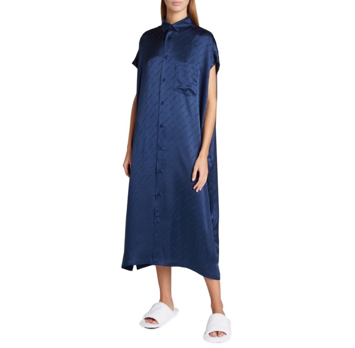 BALENCIAGA ワンピース Logo jacquard silk midi dress670167 Logo jacquard silk midi dress in black - Balenciaga | Mytheresa