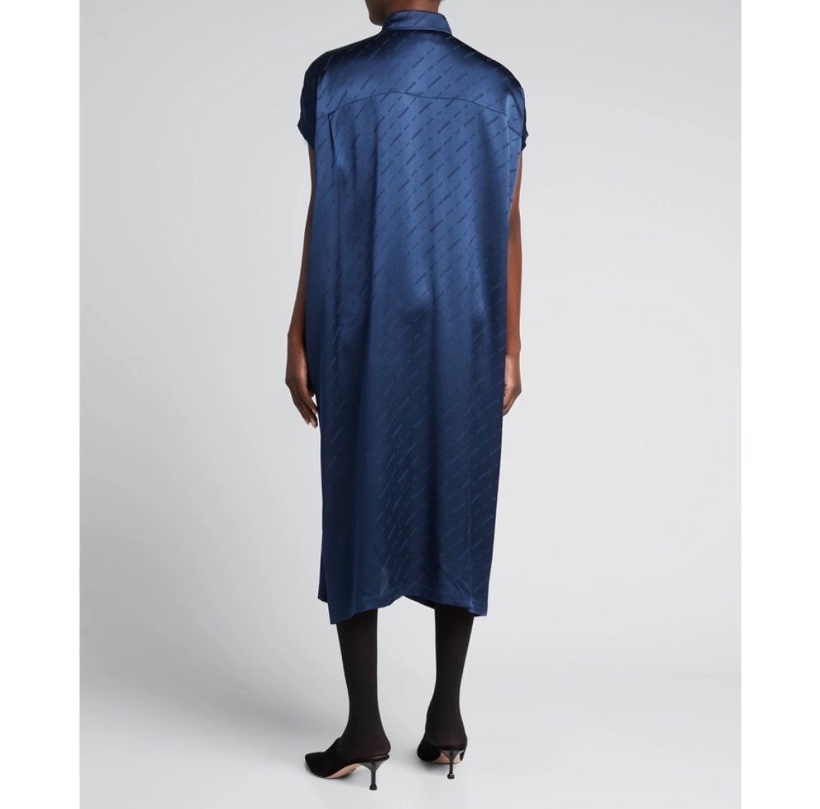 NWT Balenciaga Jacquard Logo Silk Midi Dress, Size 38/6
