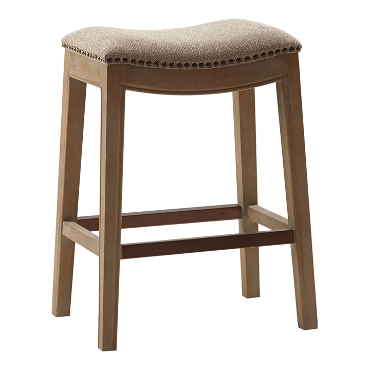 Mystic Saddle Backless Upholstered Counter Stool - color: Linen