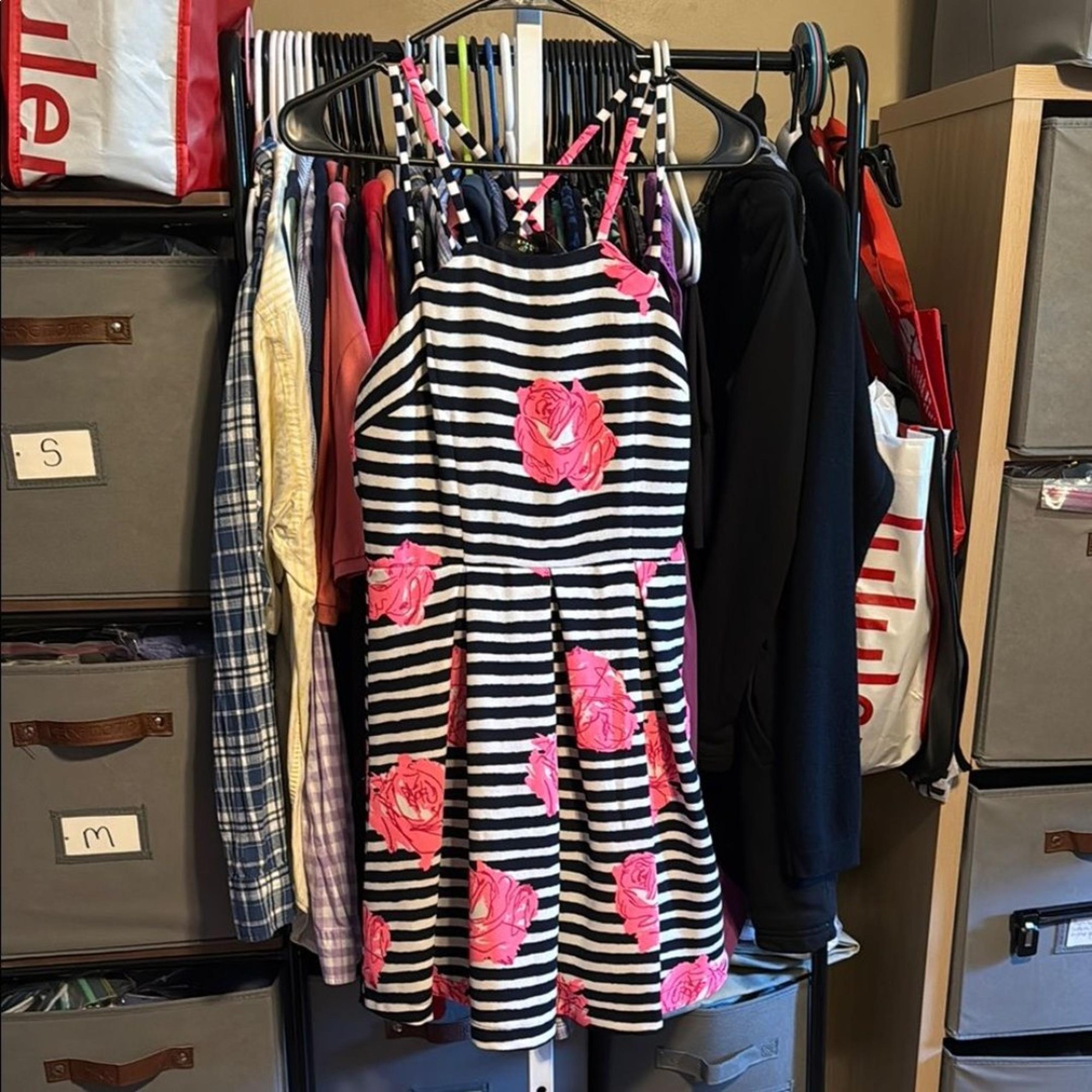 Katia Tulled Skirt Fit & Flare Dress Sz Small Hot Pink Black White Emo Skater