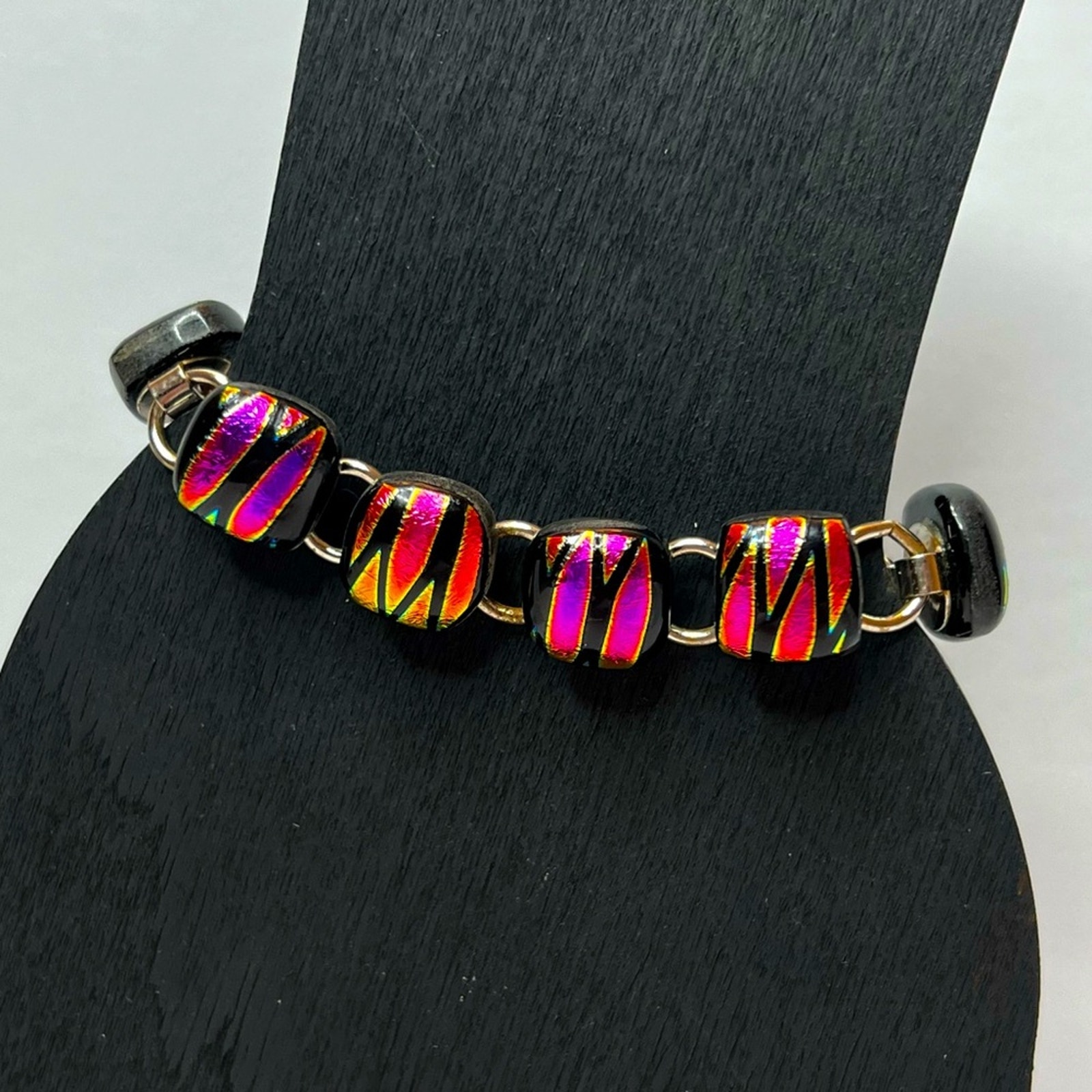 Artisan Dichroic Fused Art Glass Panel Bracelet