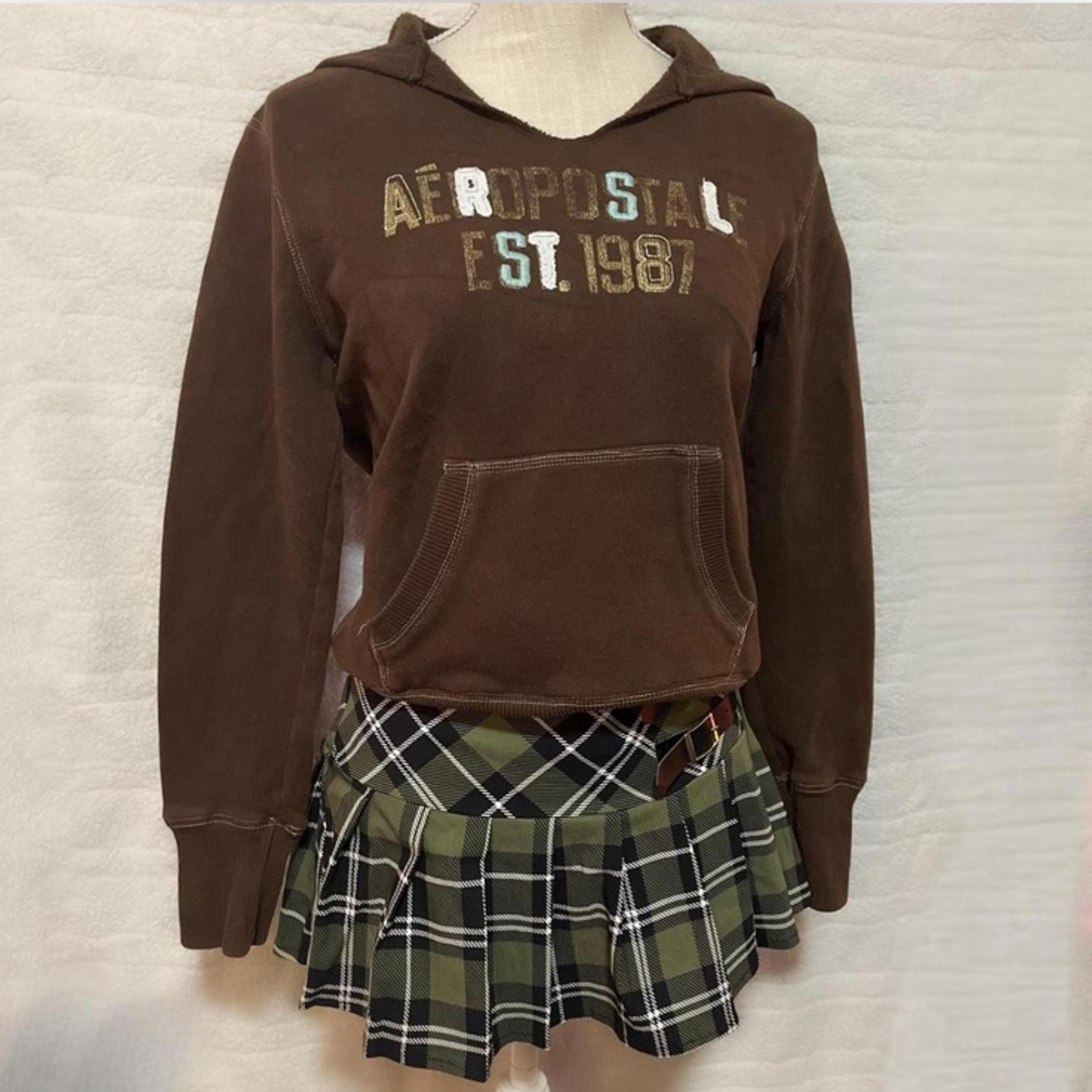 Women’s Vintage Y2K Brown Aeropostale Hoodie With Logo Size small
