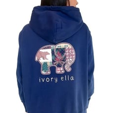 NEW Ivory Ella Womens Cozy Quilt Elephant Oversized Hoodie Sweatshirt NWT M Navy