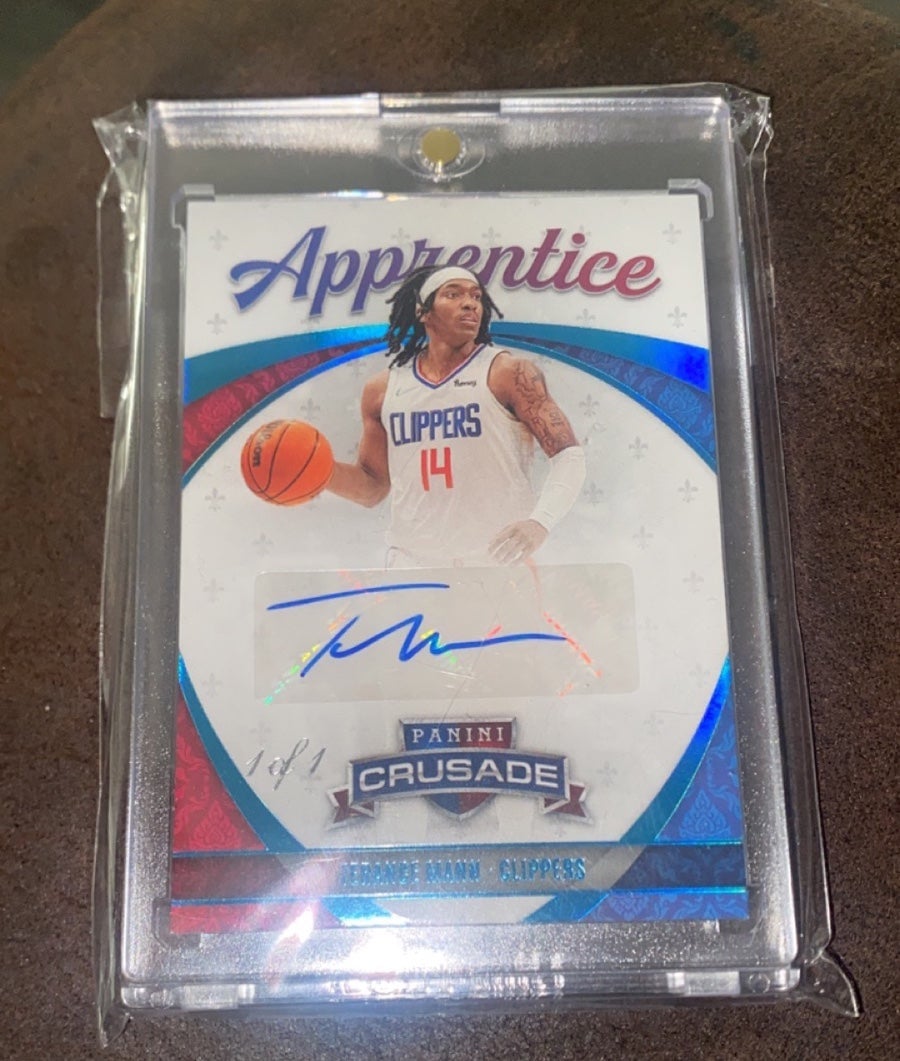 2021-22 PANINI CHRONICLES CRUSADE TERANCE MANN PLATINUM APPRENTICE AUTO 1/1