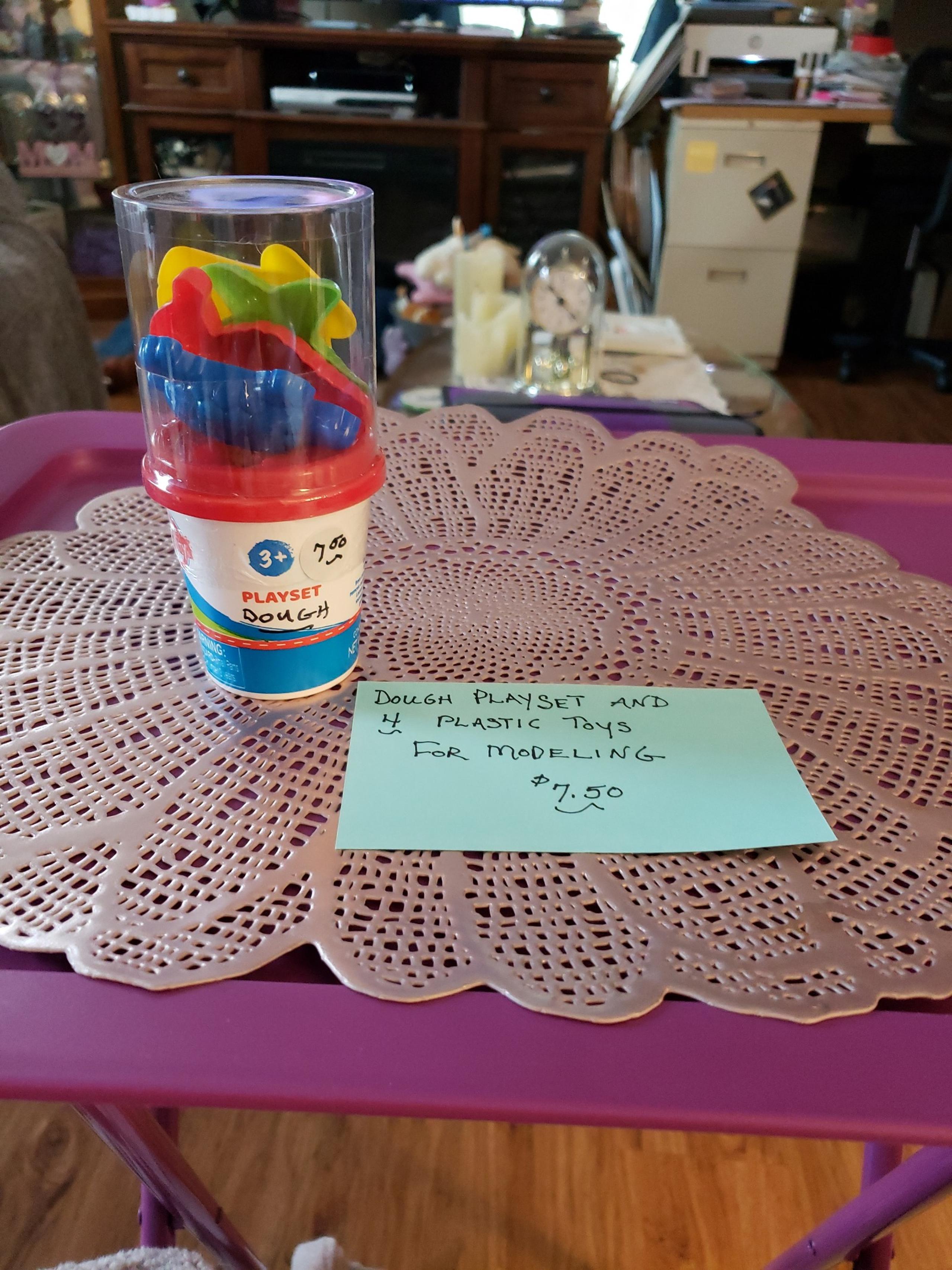 Dough Playset And 4 Plastic Toys For Modeling-$7.50
