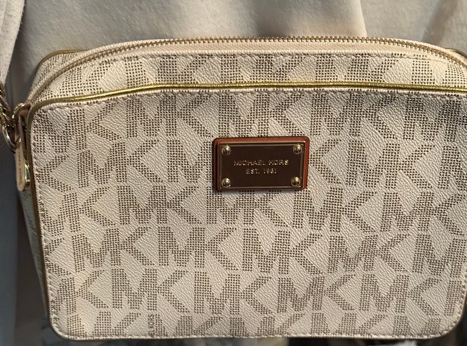 Michael Kors Signature Crossbody, Off White, Pre-loved In Excellent Condition