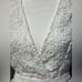 Anthropologie Endless Rose white embroidered floral vneck open back midi dress