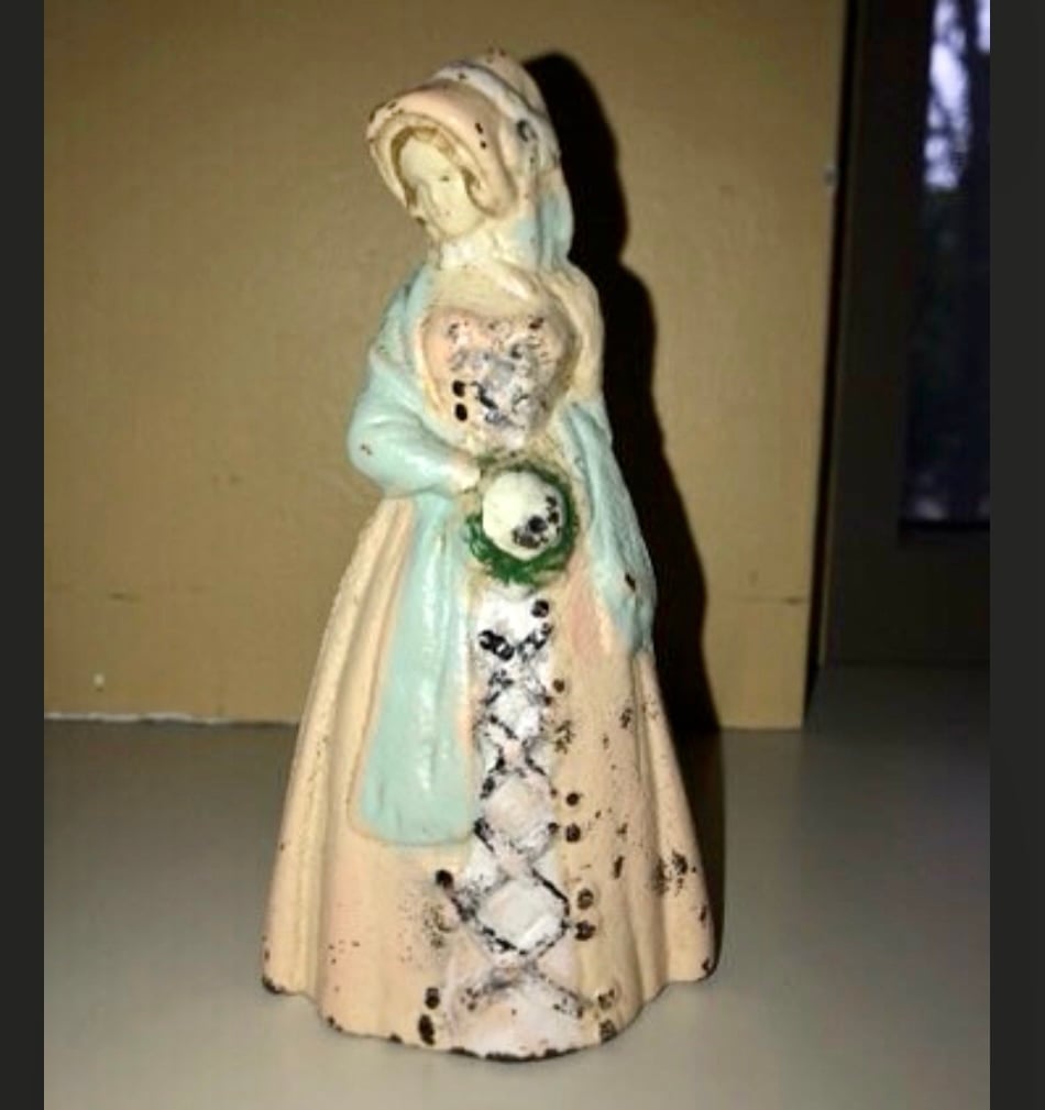 Antique Solid Cast Iron Female National Foundry Doorstop Figurine Statuette