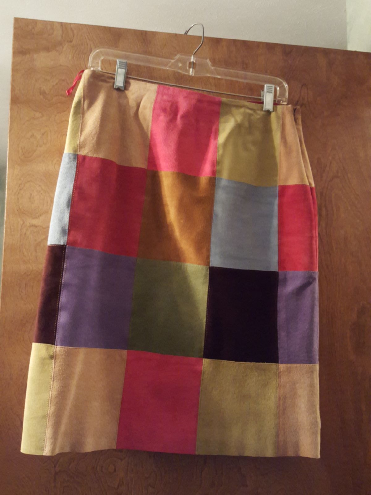 Suede patchwork skirt