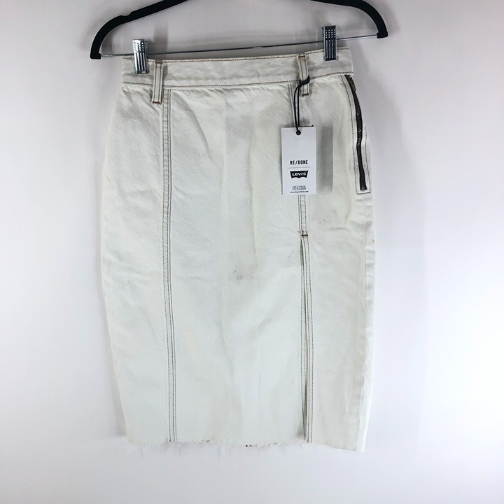 Re/Done Womens 80s Long Skirt Denim Slit White 25