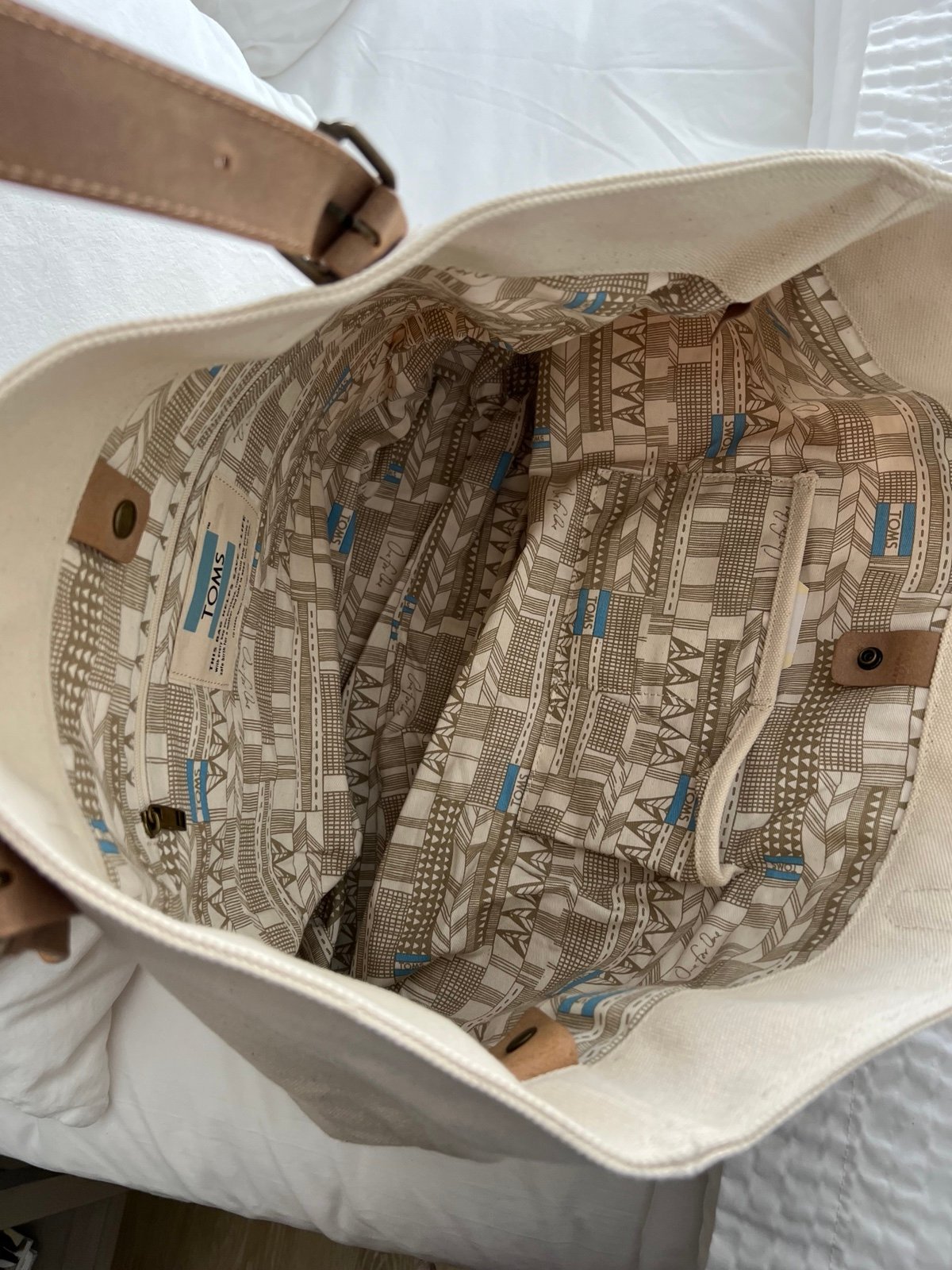 TOMS canvas leather tote