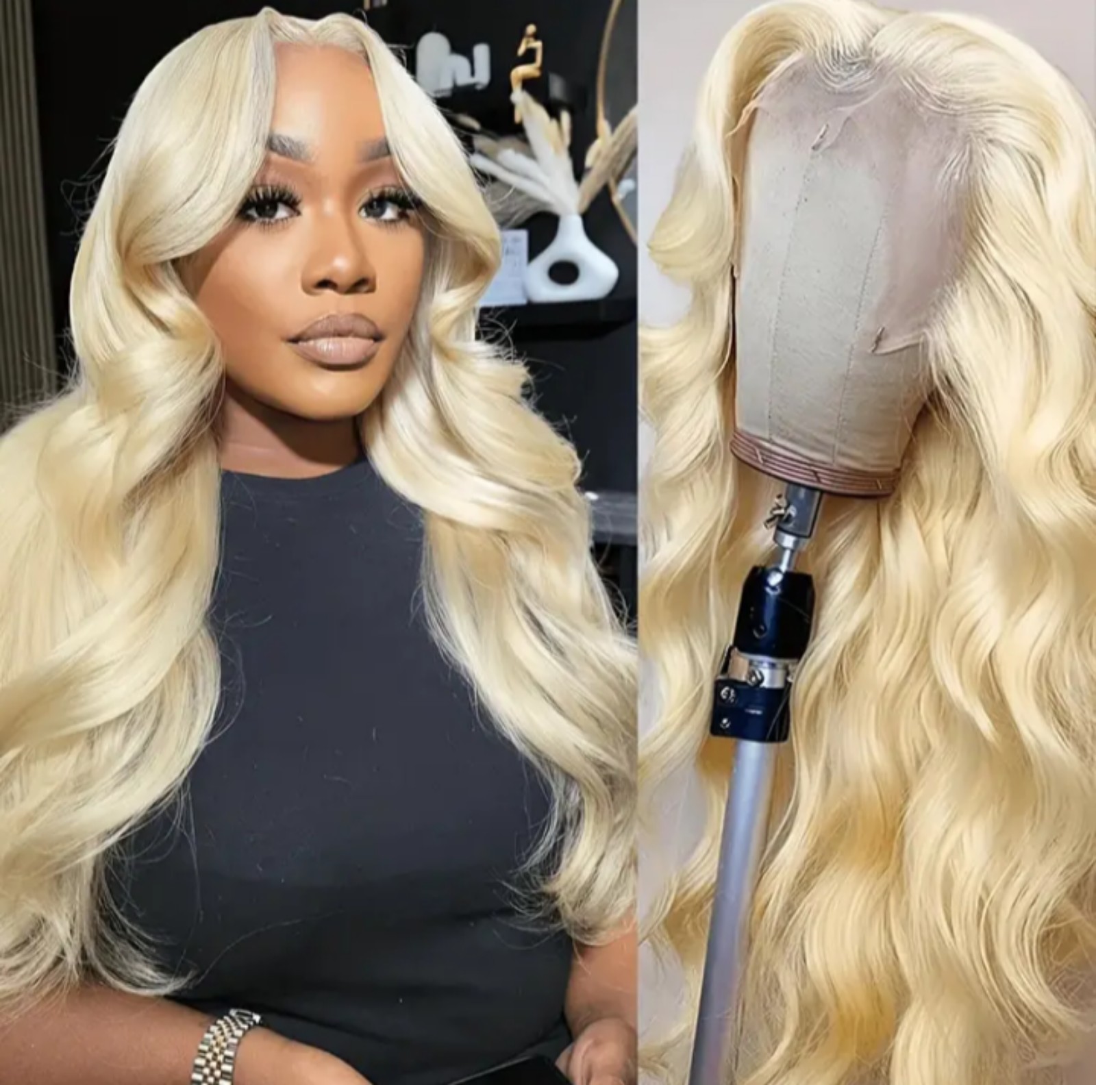 26 Inch High-Density Blonde Curly Wig 180% High-Density Synthetic Blonde Wig