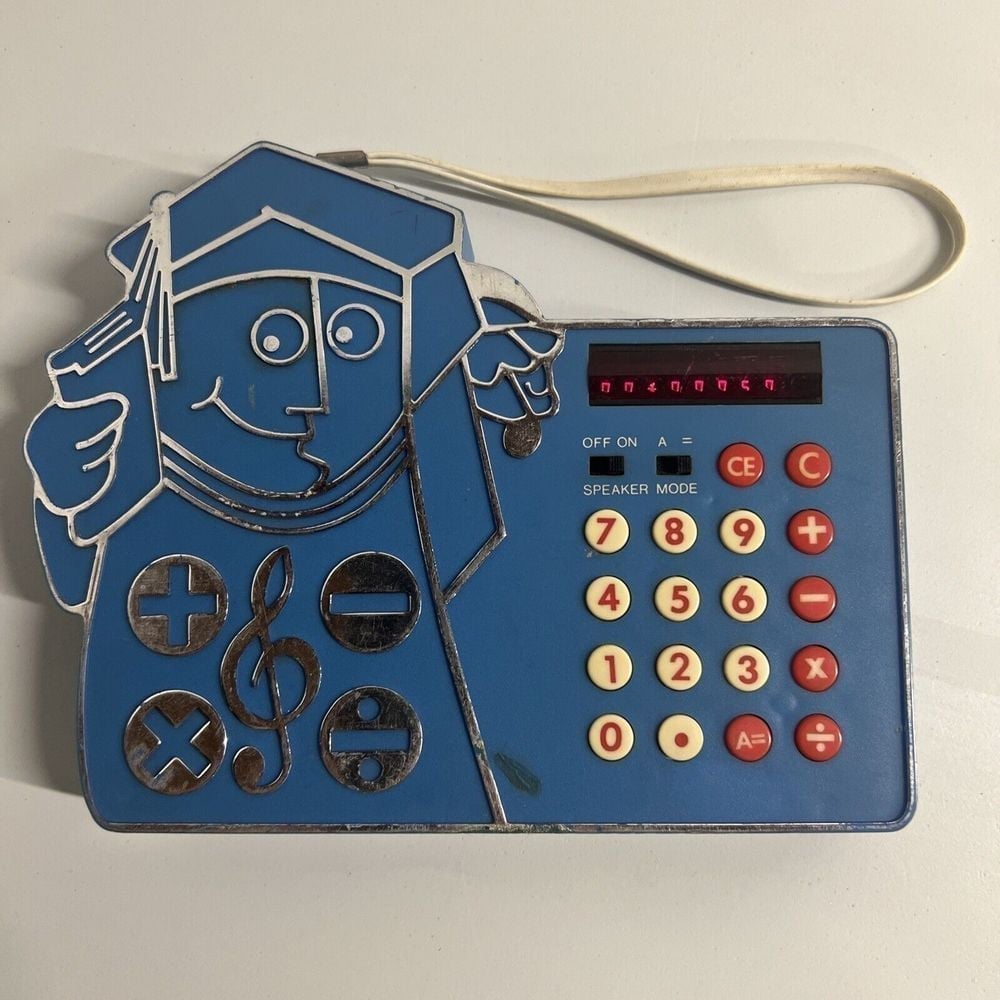 Rare Child's Vintage Sounds Learning Calculator Blue With Professor #49-1662